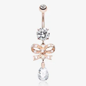Rose Gold Romantic Bow-Tie Belly Button Ring