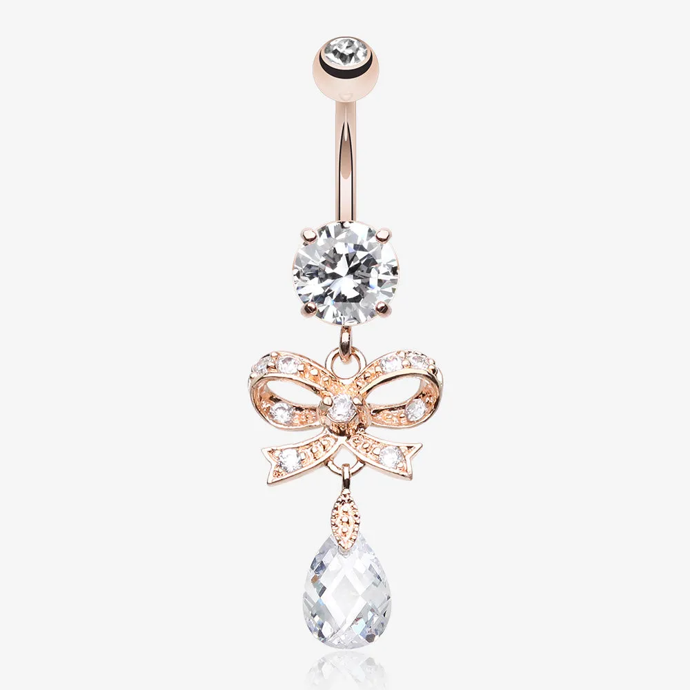 Rose Gold Romantic Bow-Tie Belly Button Ring