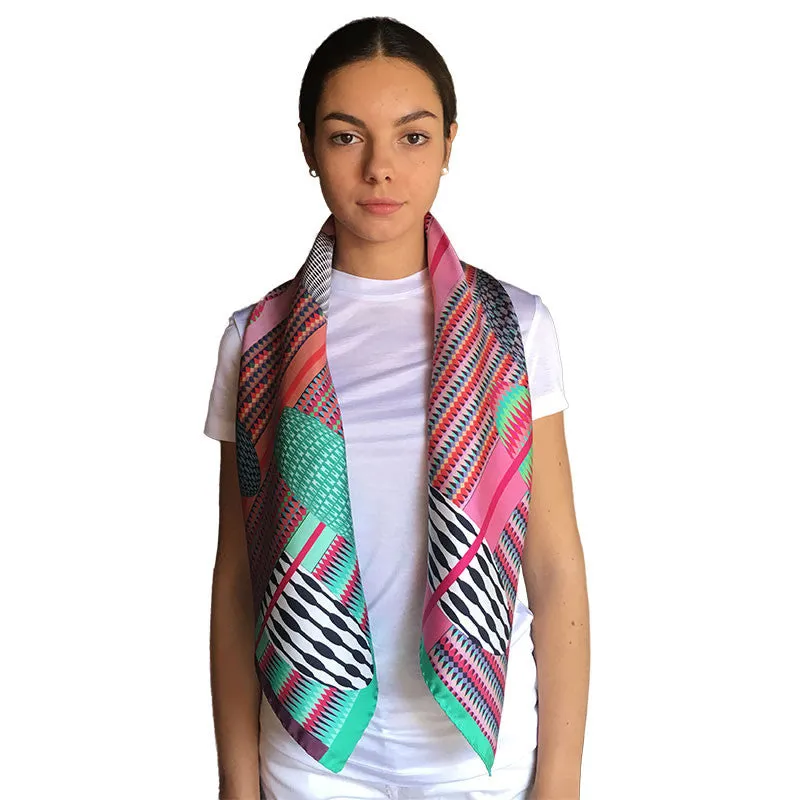 ROSSELLARAMA 'MULTIPLANET' 100% SILK TWILL SCARF