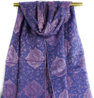 Royal Purple Paisley Pashmina Scarf Bohemian Shawl