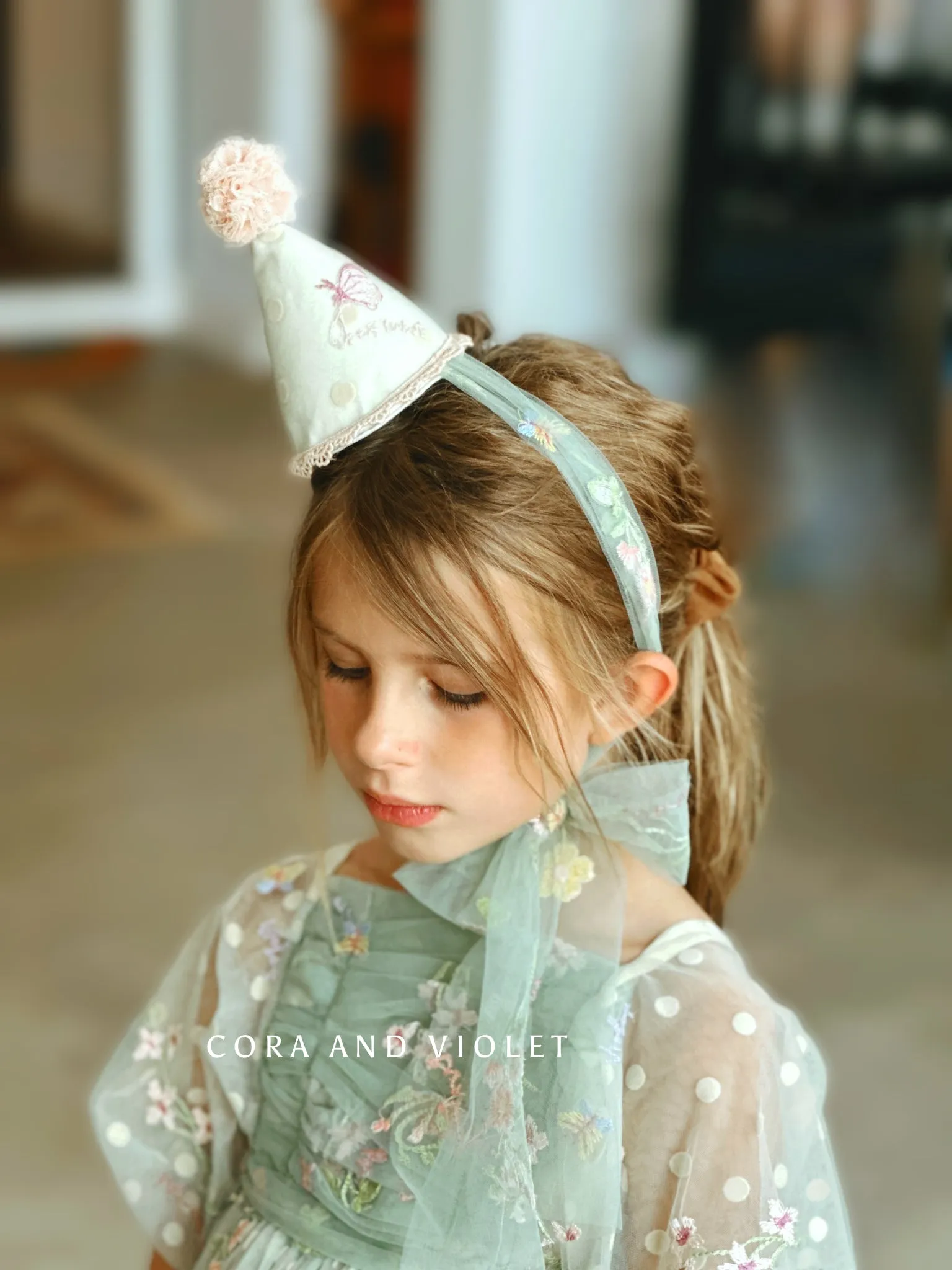 Sage botanical party hat