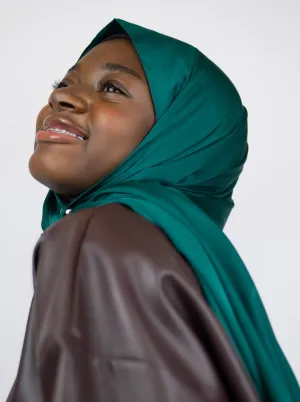 Satin Silk Hijab Dark Emerald