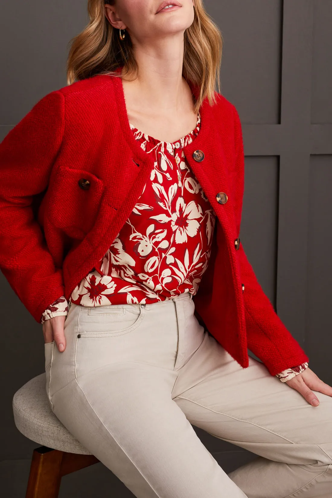 Scarlet Peasant Top