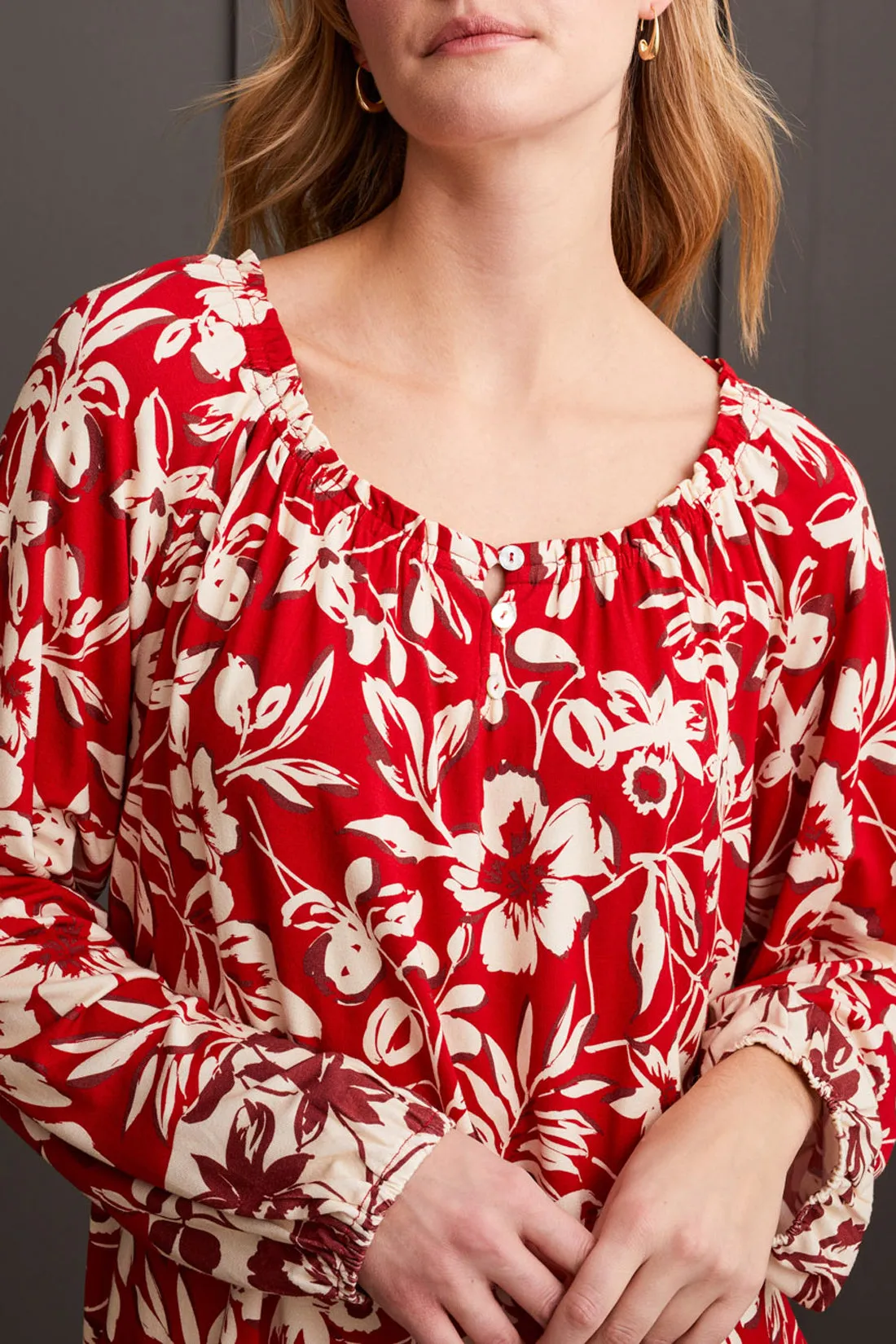 Scarlet Peasant Top