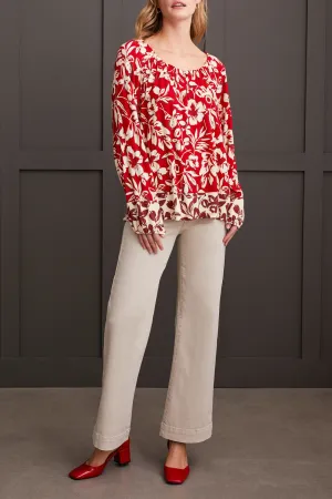 Scarlet Peasant Top