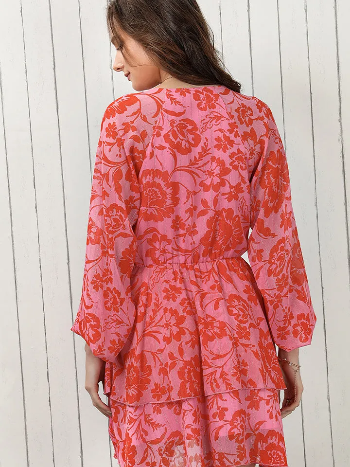 Scarlett Printed Surplice Neck Mini Dress