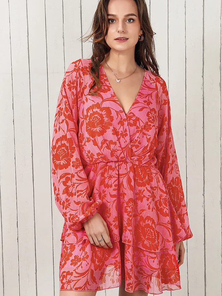 Scarlett Printed Surplice Neck Mini Dress