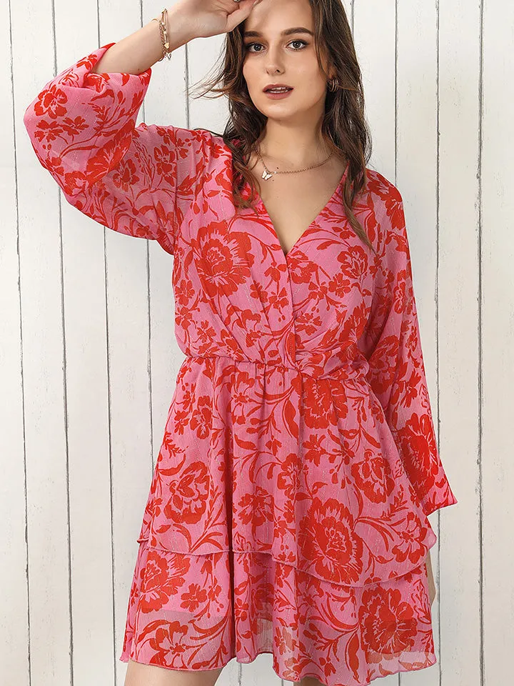 Scarlett Printed Surplice Neck Mini Dress