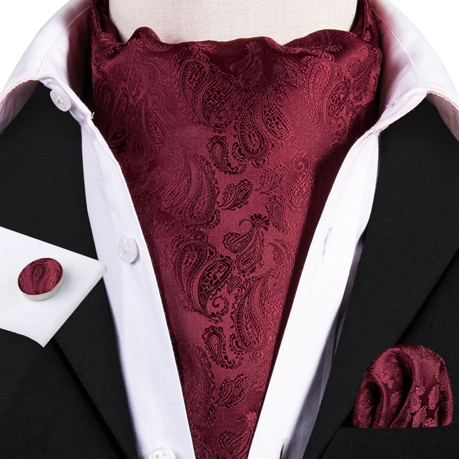 Silk Cravat Ascot Tie Set For Men