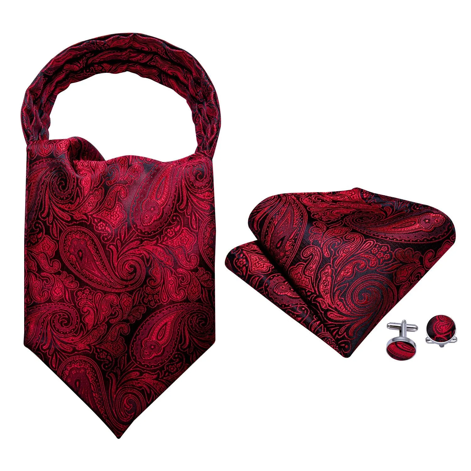 Silk Cravat Ascot Tie Set For Men