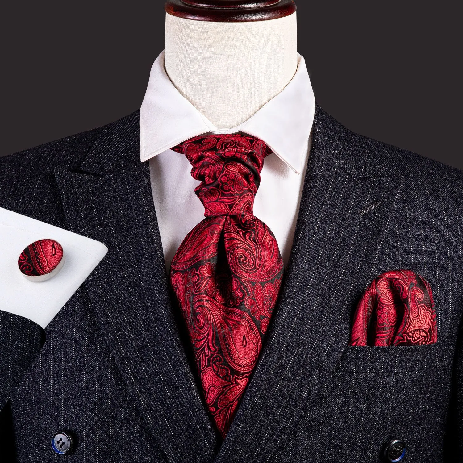 Silk Cravat Ascot Tie Set For Men