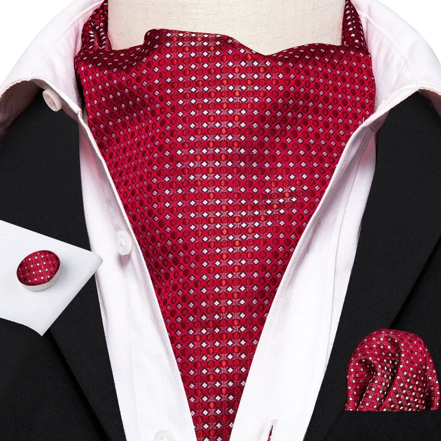 Silk Cravat Ascot Tie Set For Men