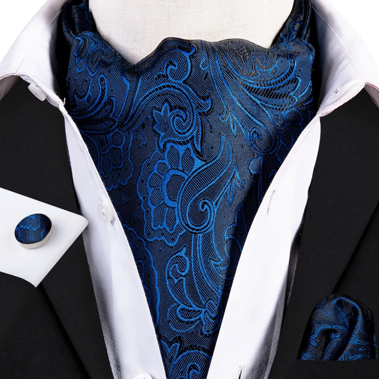 Silk Cravat Ascot Tie Set For Men