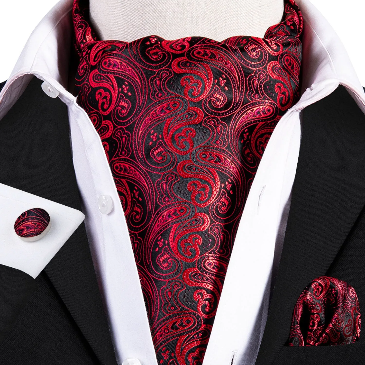 Silk Cravat Ascot Tie Set For Men