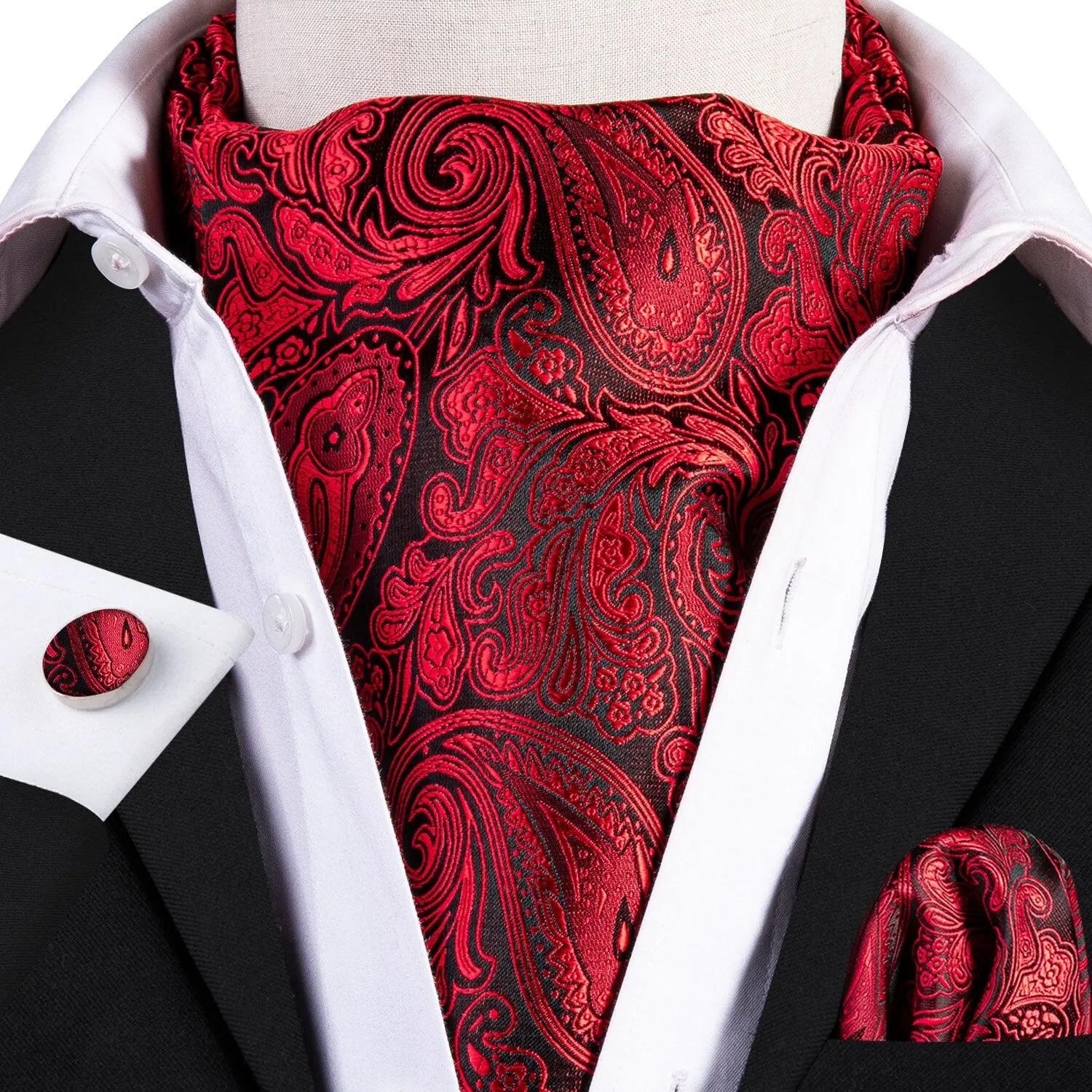 Silk Cravat Ascot Tie Set For Men
