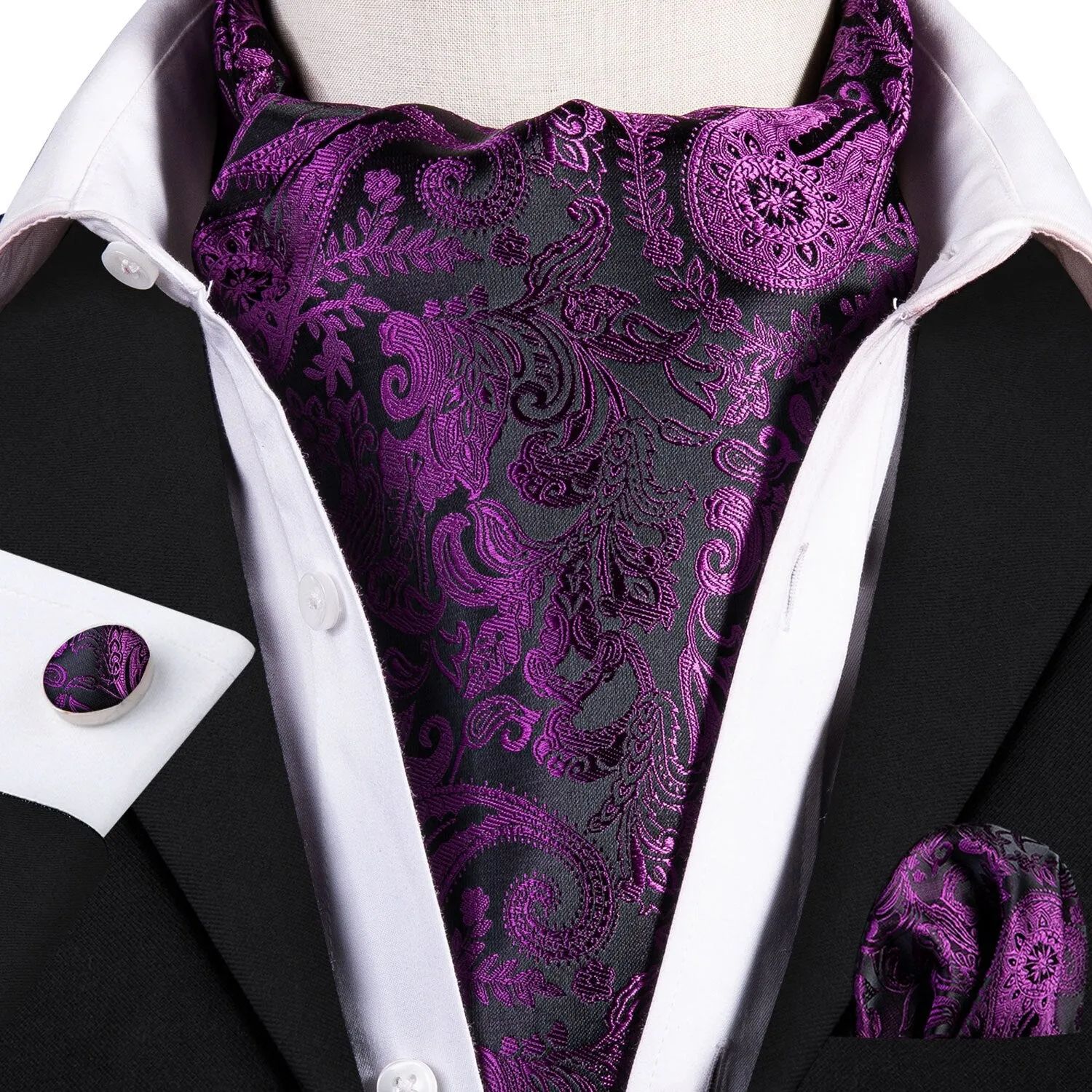 Silk Cravat Ascot Tie Set For Men
