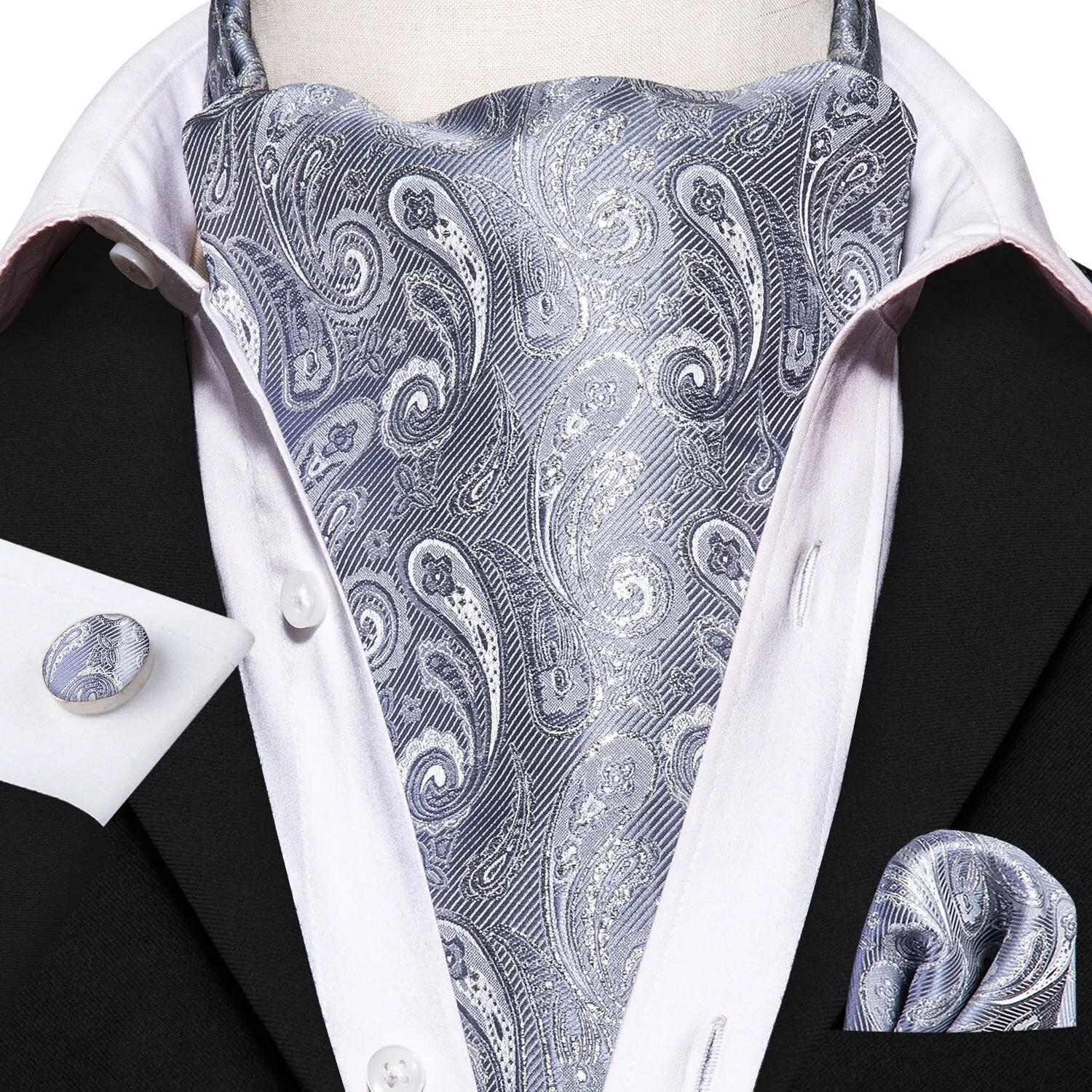 Silk Cravat Ascot Tie Set For Men