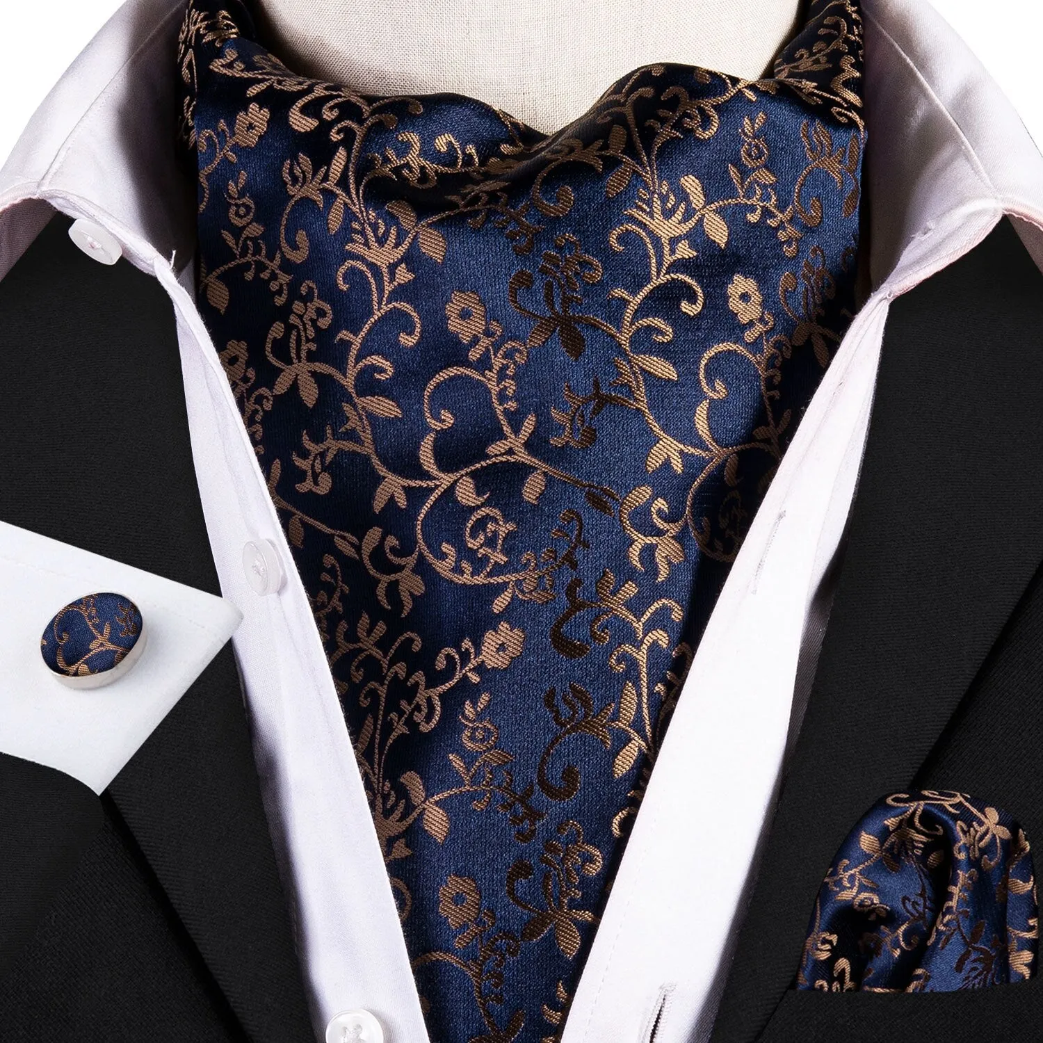 Silk Cravat Ascot Tie Set For Men