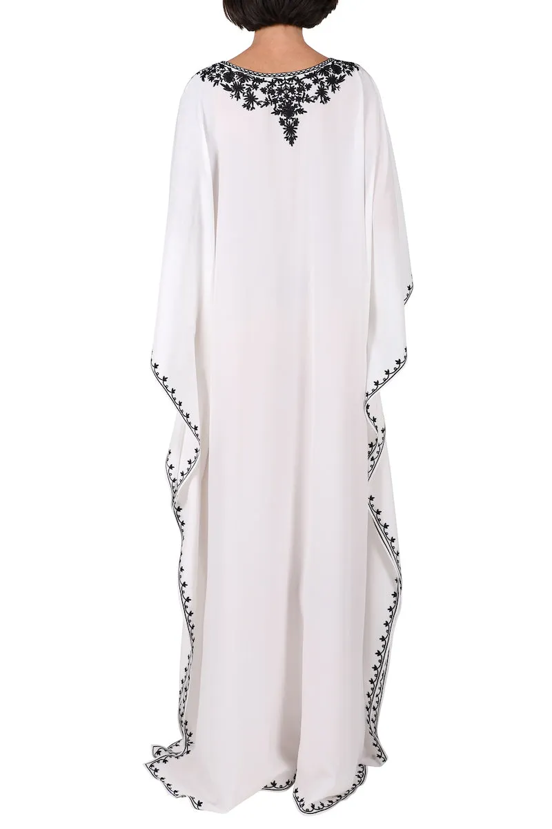 Silk Crepe de Chine Embroidered Boubou Caftan