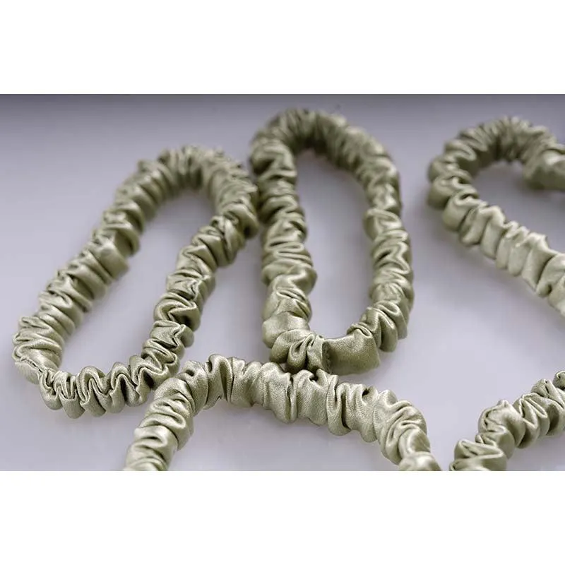 Silk skinny hair ties - Olive - 6 pack - dropshipping