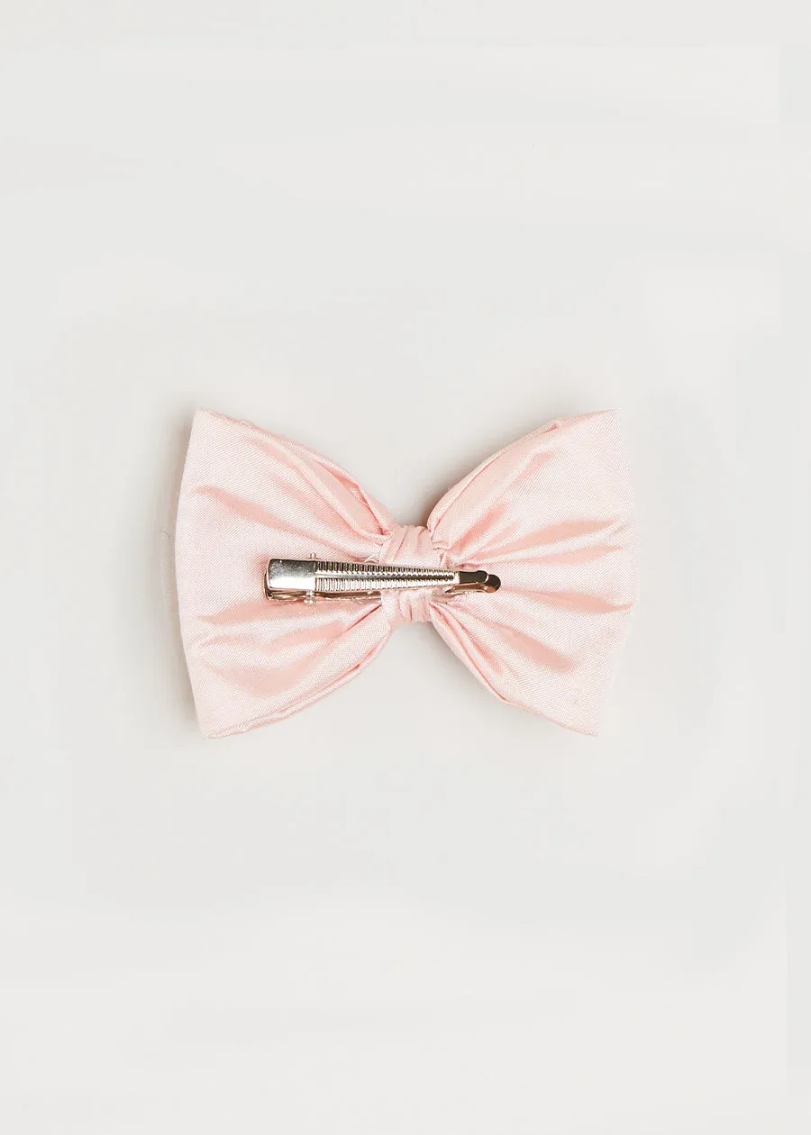 Silk Small Bow Clip in Pink