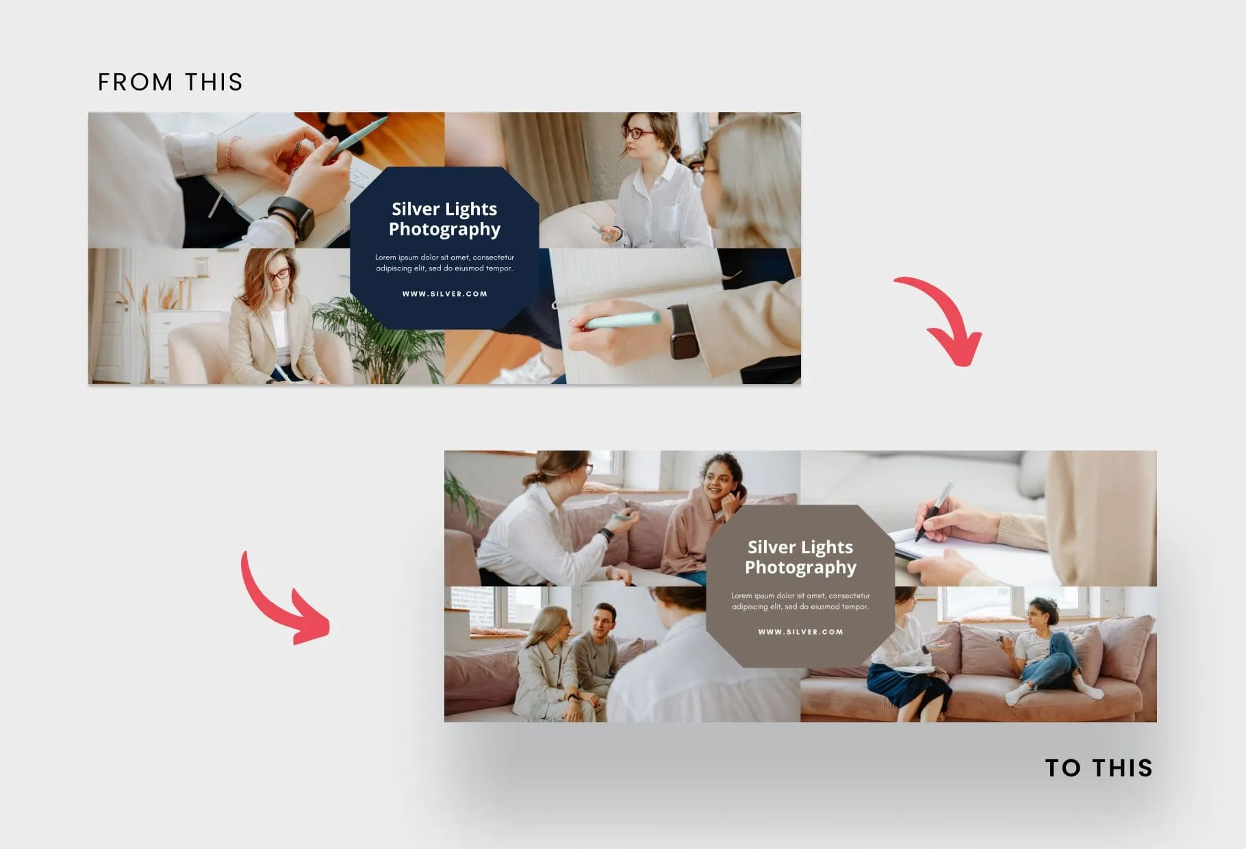 Silver Lights Facebook Cover for Photographers Editable Canva Template