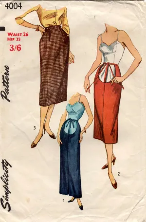 Simplicity 4004 Womens Maternity Skirts 1950s Vintage Sewing Pattern Waist 26 inches UNUSED Factory Folded