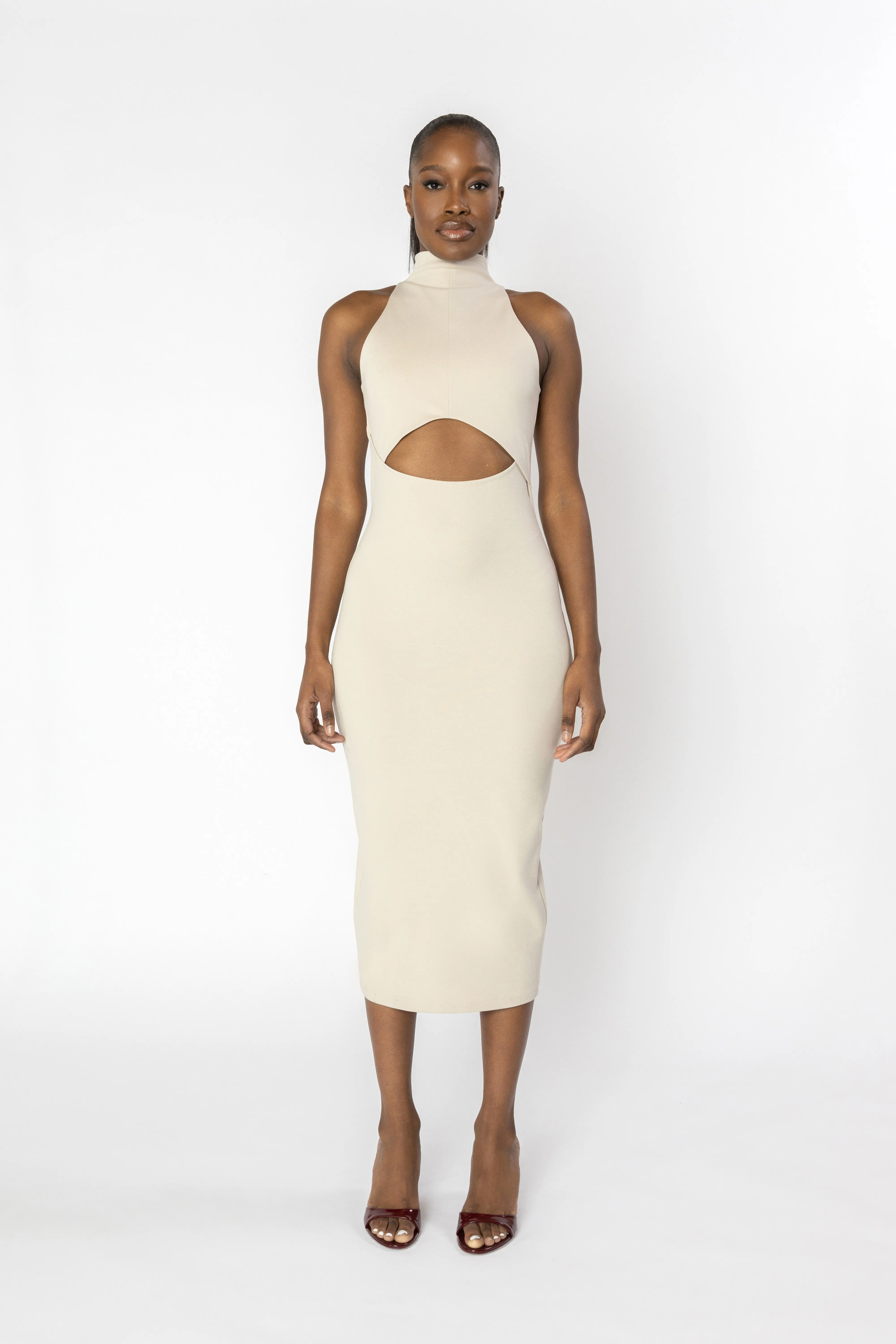 SISTINE Halter Knit Midi Dress