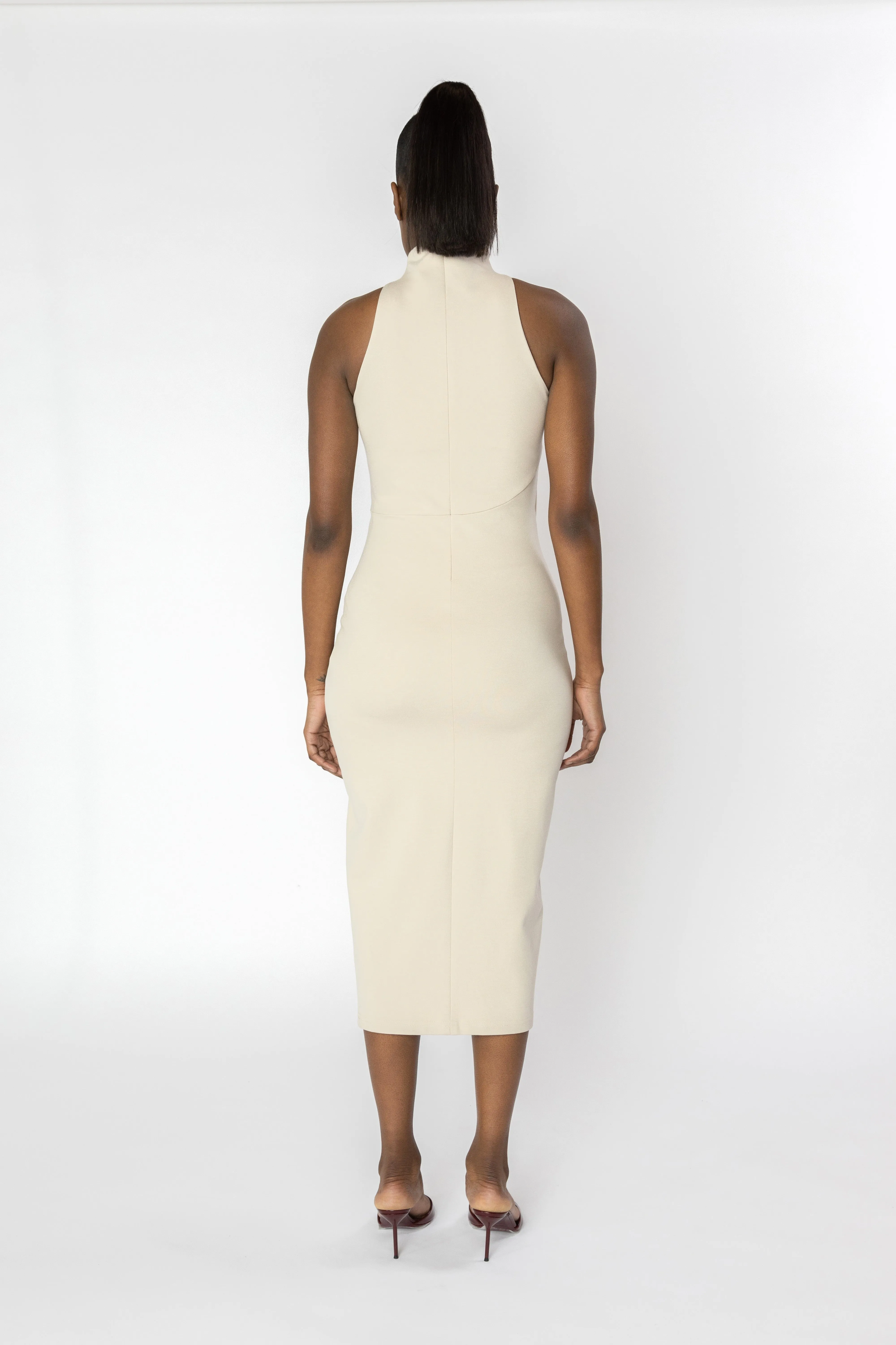 SISTINE Halter Knit Midi Dress