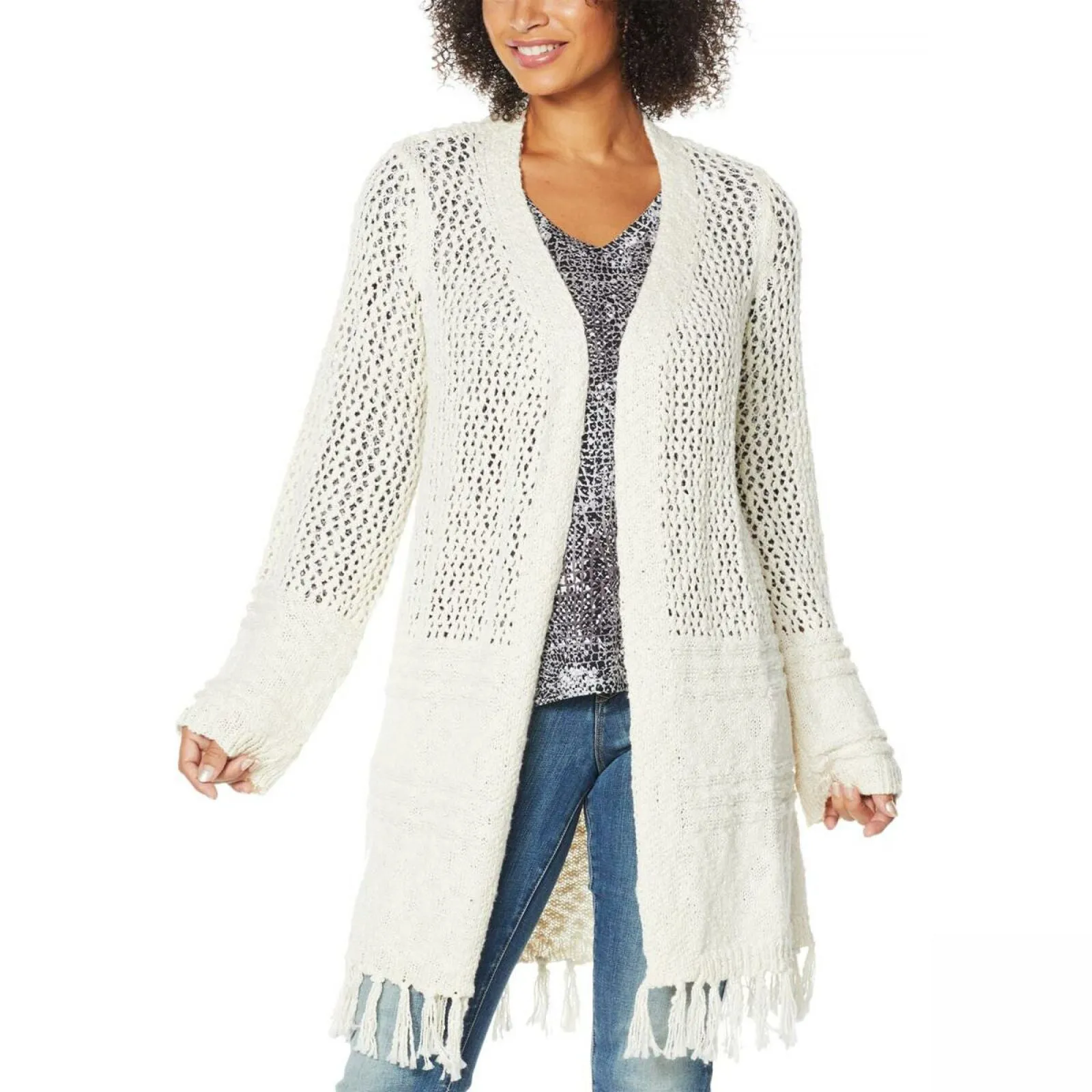 Skinnygirl Women's Mayflower Open Weave Duster Cardigan