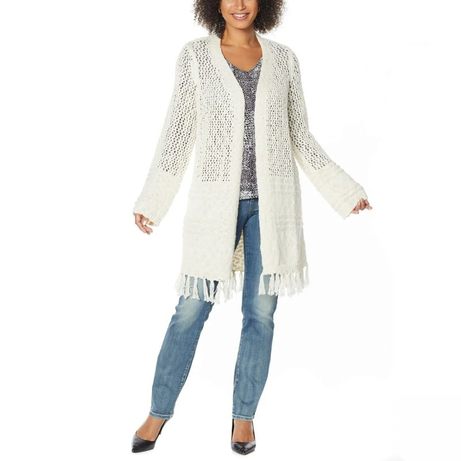 Skinnygirl Women's Mayflower Open Weave Duster Cardigan
