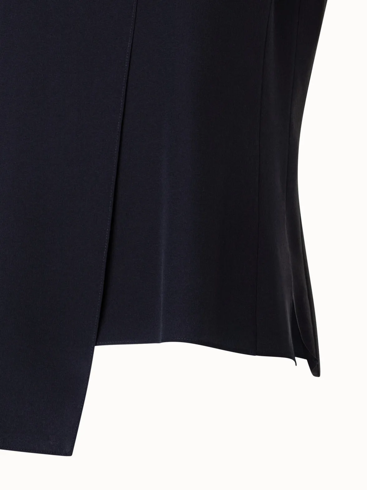 Sleeveless Silk Blouse with Asymmetrical Front