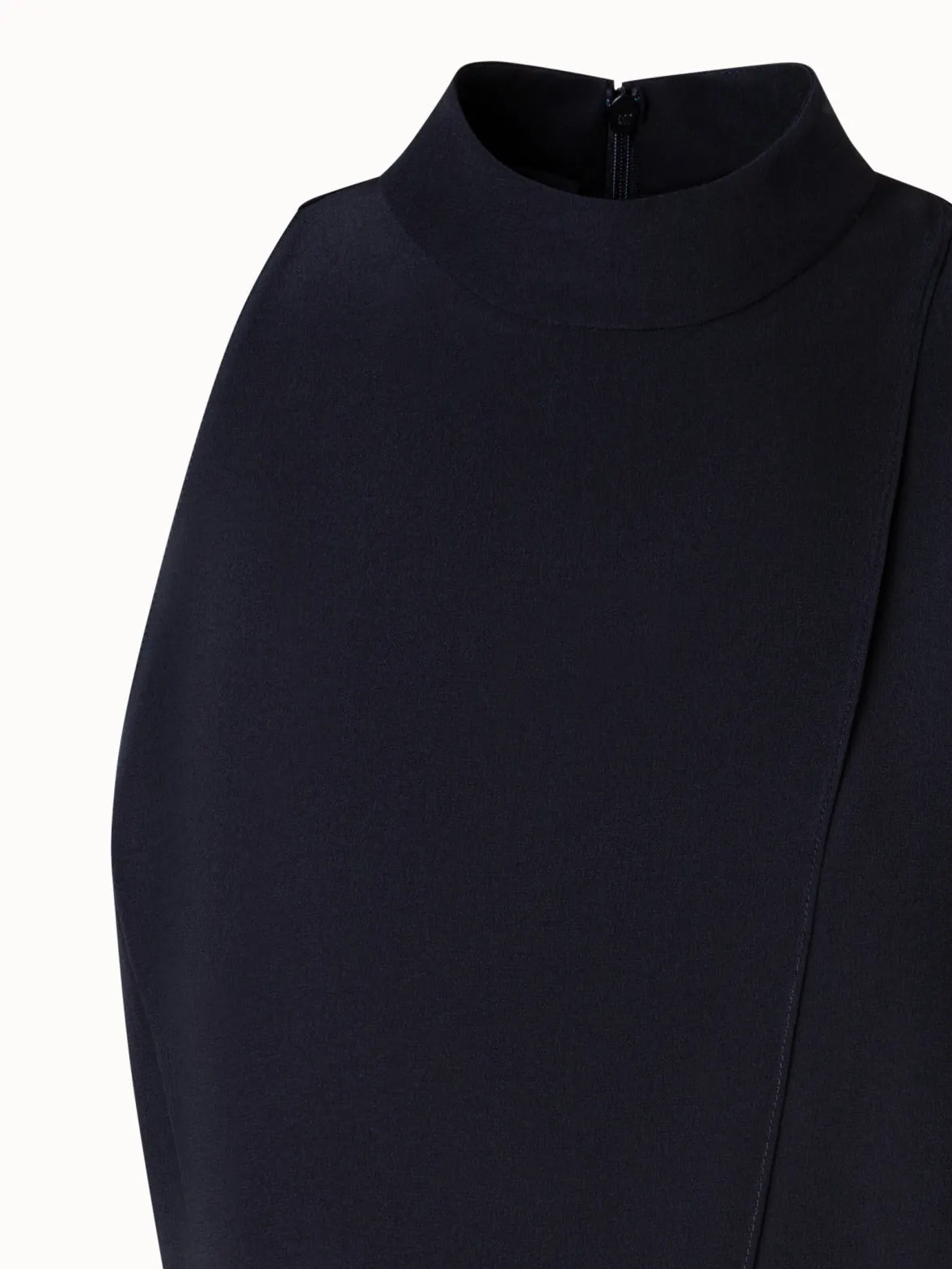 Sleeveless Silk Blouse with Asymmetrical Front
