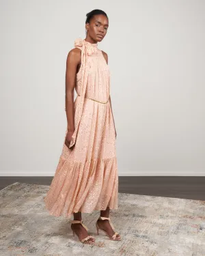 sleeveless tie neck dress - blush