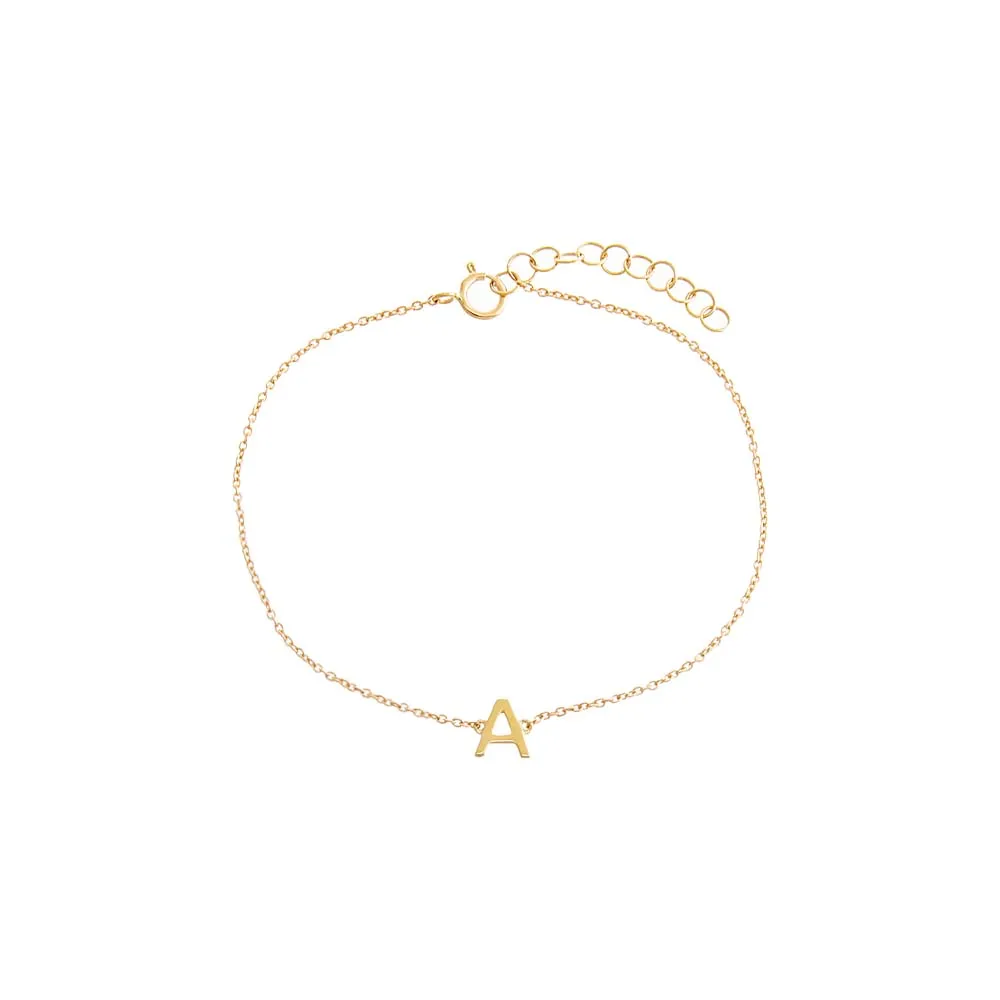 Solid Initial Bracelet 14K