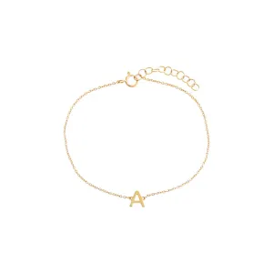 Solid Initial Bracelet 14K