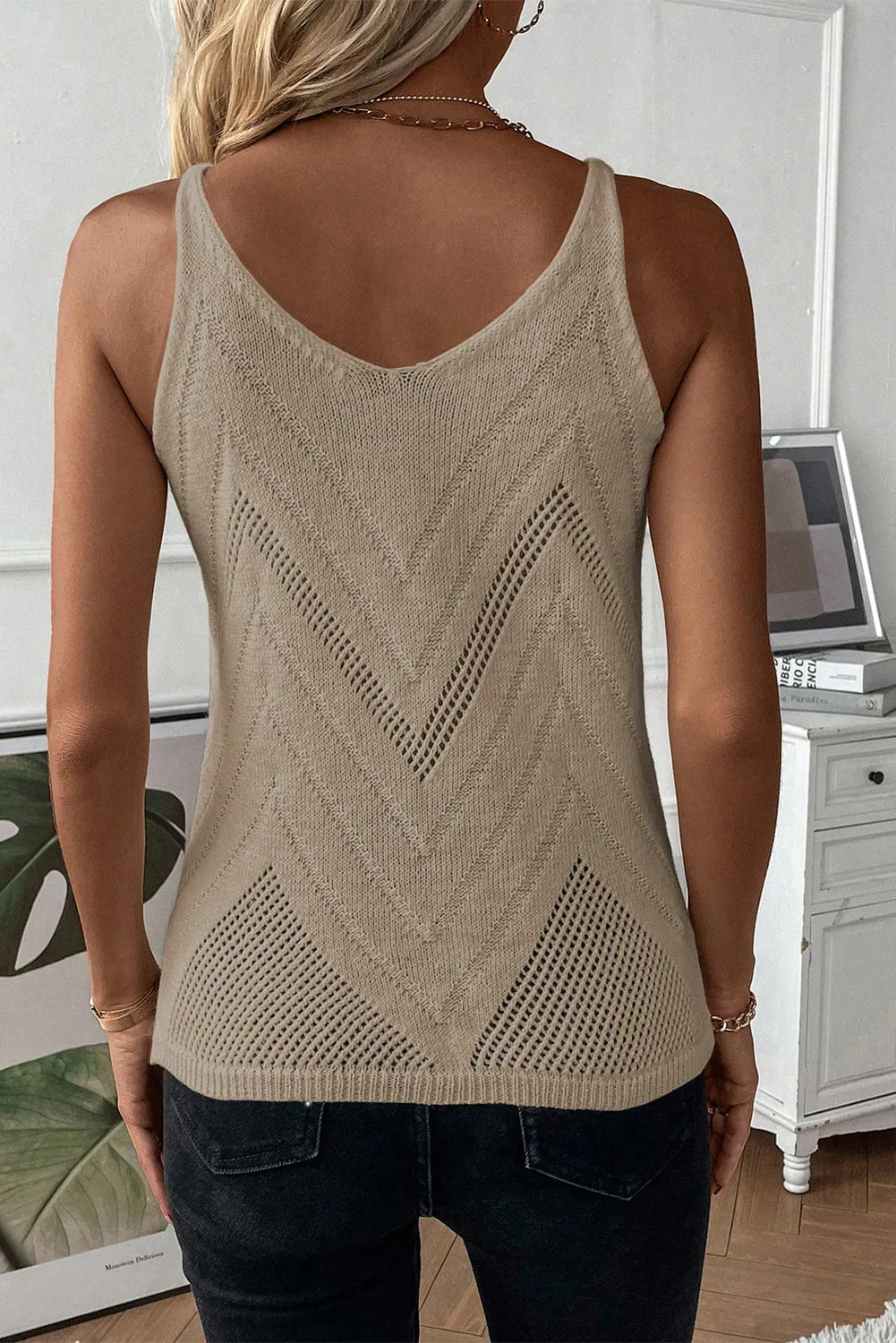 Spaghetti Straps Sweater Vest in Cafe