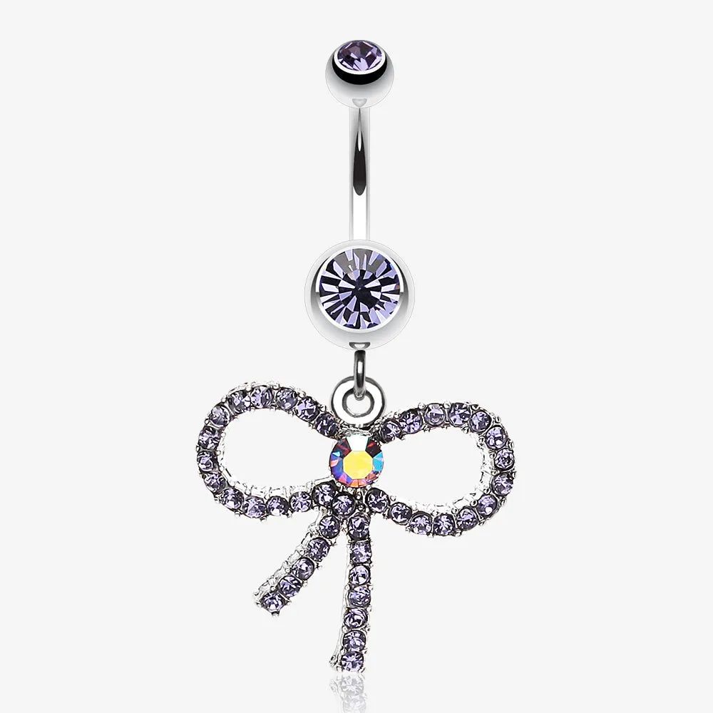Sparkling Ribbon Dangle Belly Ring