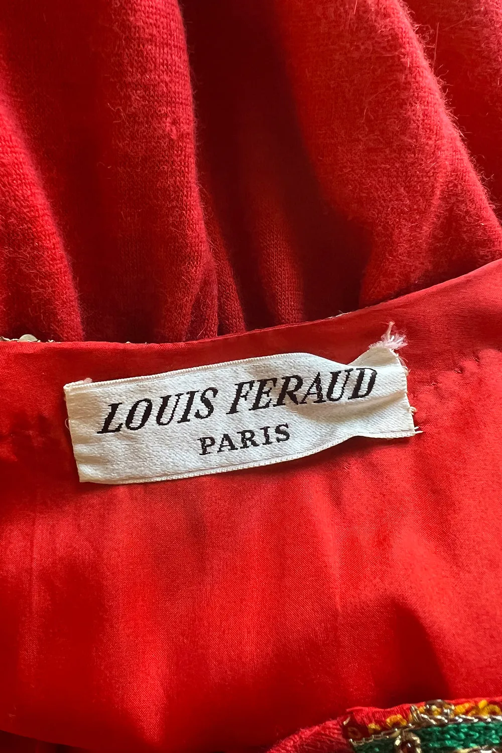 Spectacular 1970s Louis Feraud Haute Couture Orange Red Caftan Sequin Dress