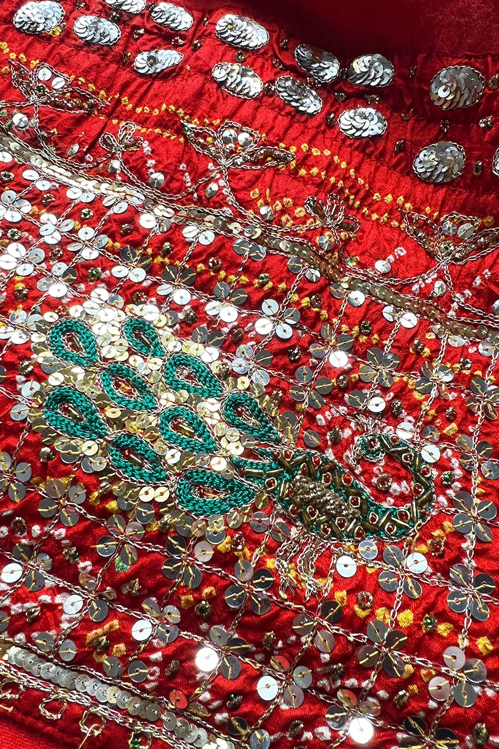 Spectacular 1970s Louis Feraud Haute Couture Orange Red Caftan Sequin Dress