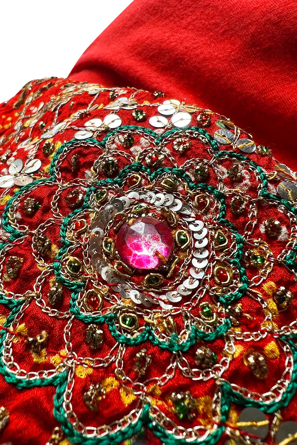 Spectacular 1970s Louis Feraud Haute Couture Orange Red Caftan Sequin Dress