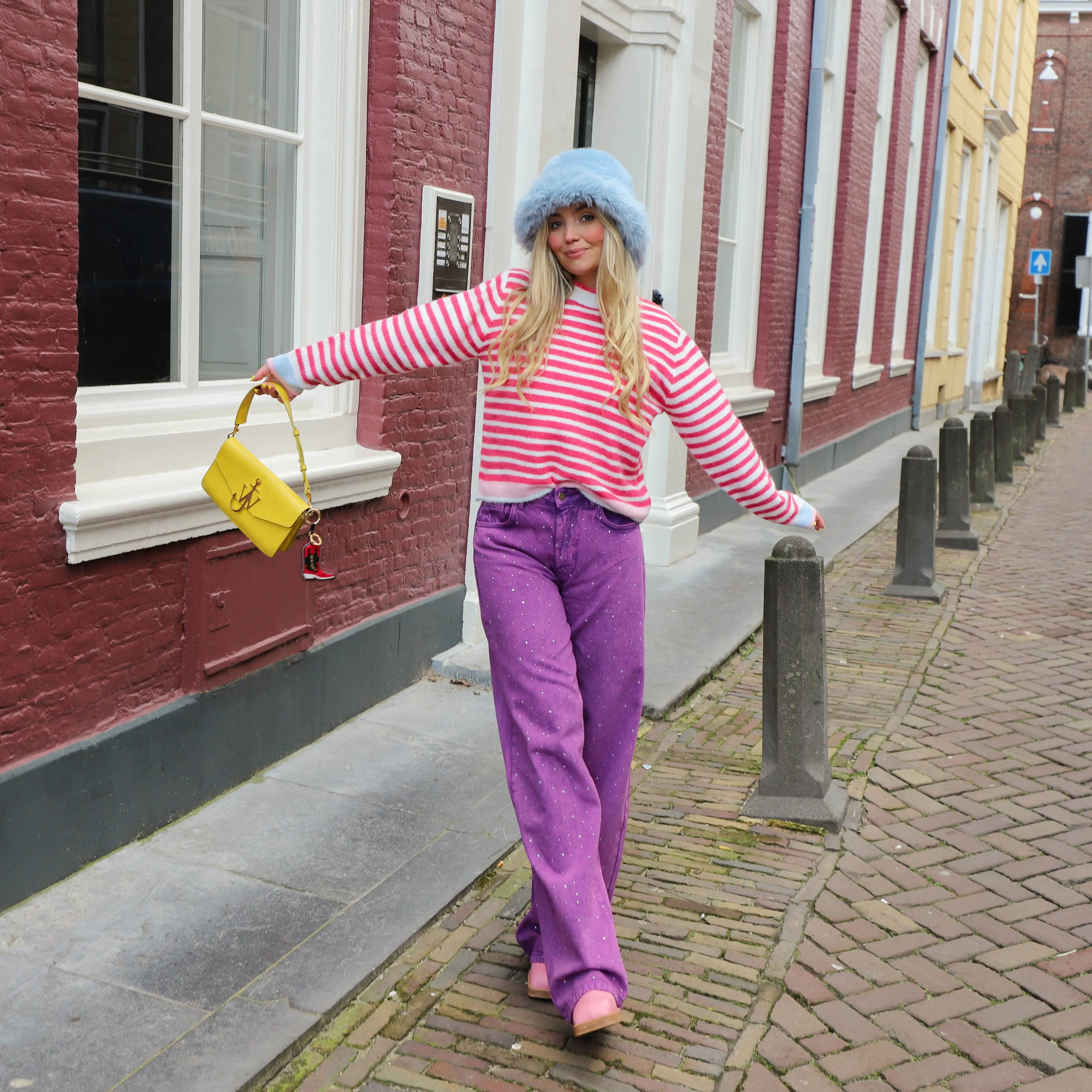 Streep knit fuchsia