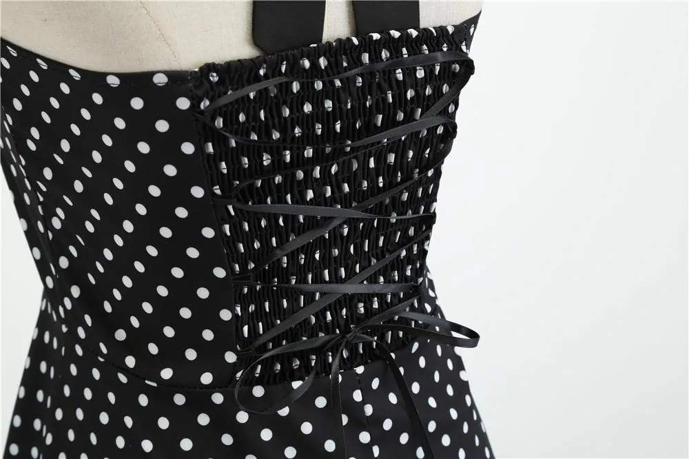 Summer Halter Dot Print Strapless Retro Dresses