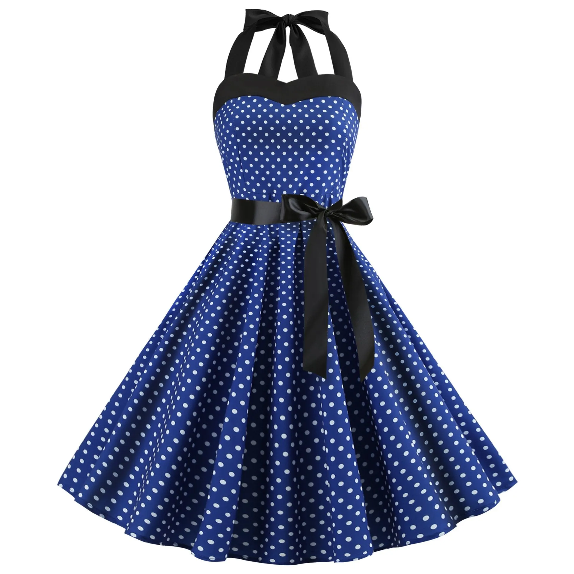 Summer Halter Dot Print Strapless Retro Dresses