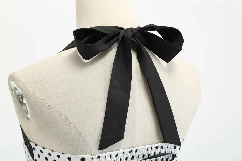 Summer Halter Dot Print Strapless Retro Dresses