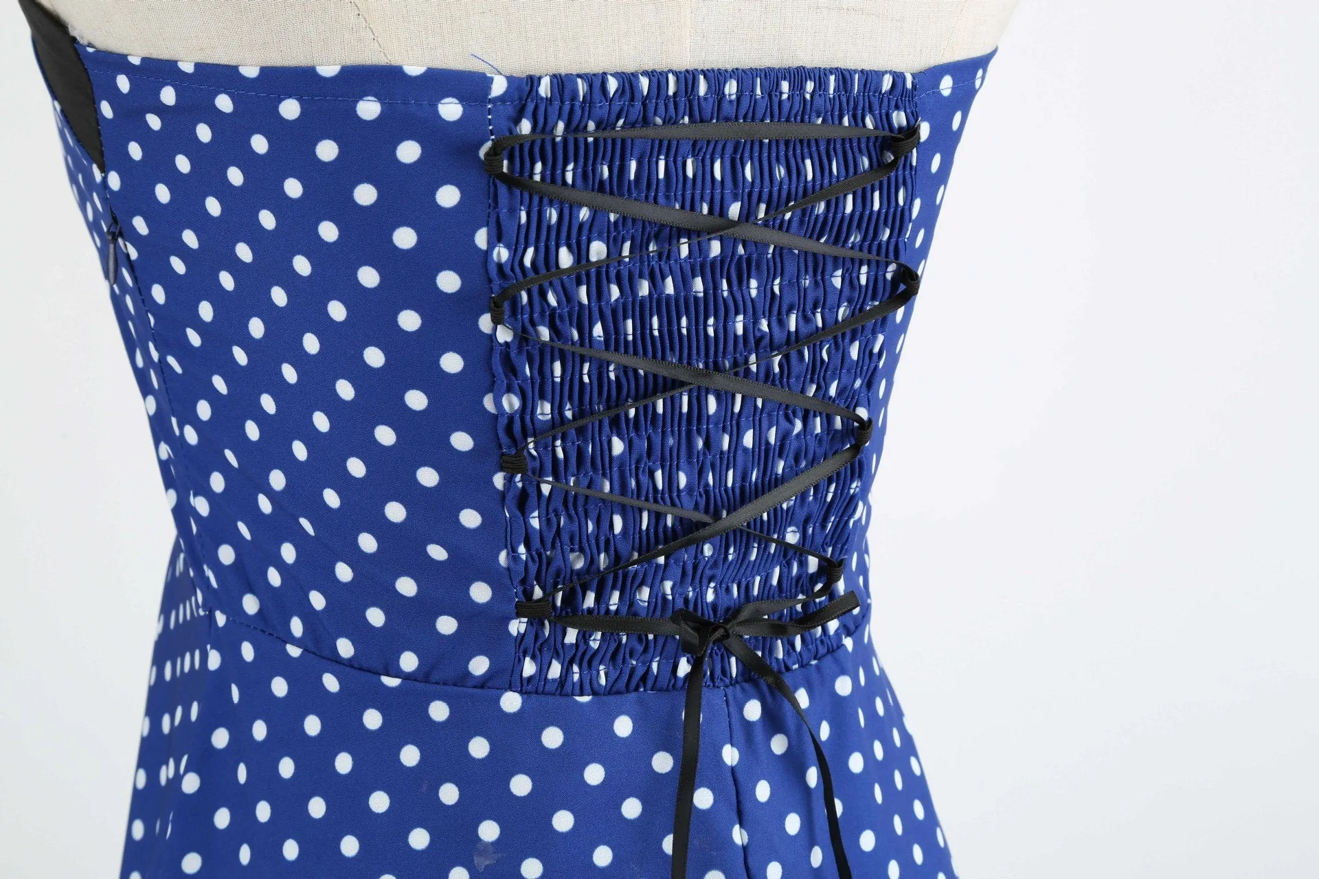 Summer Halter Dot Print Strapless Retro Dresses