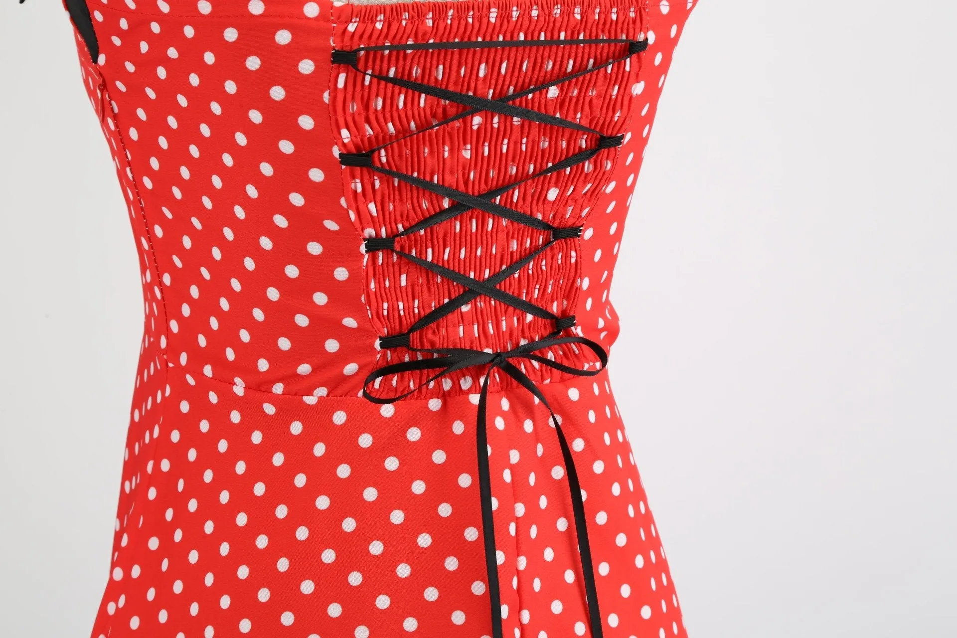 Summer Halter Dot Print Strapless Retro Dresses