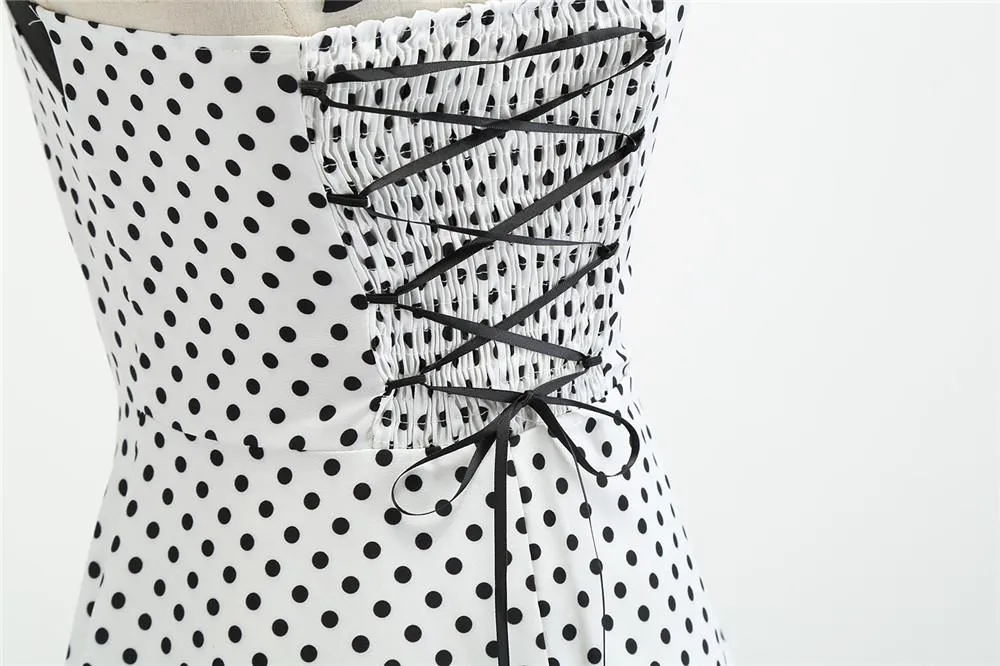Summer Halter Dot Print Strapless Retro Dresses