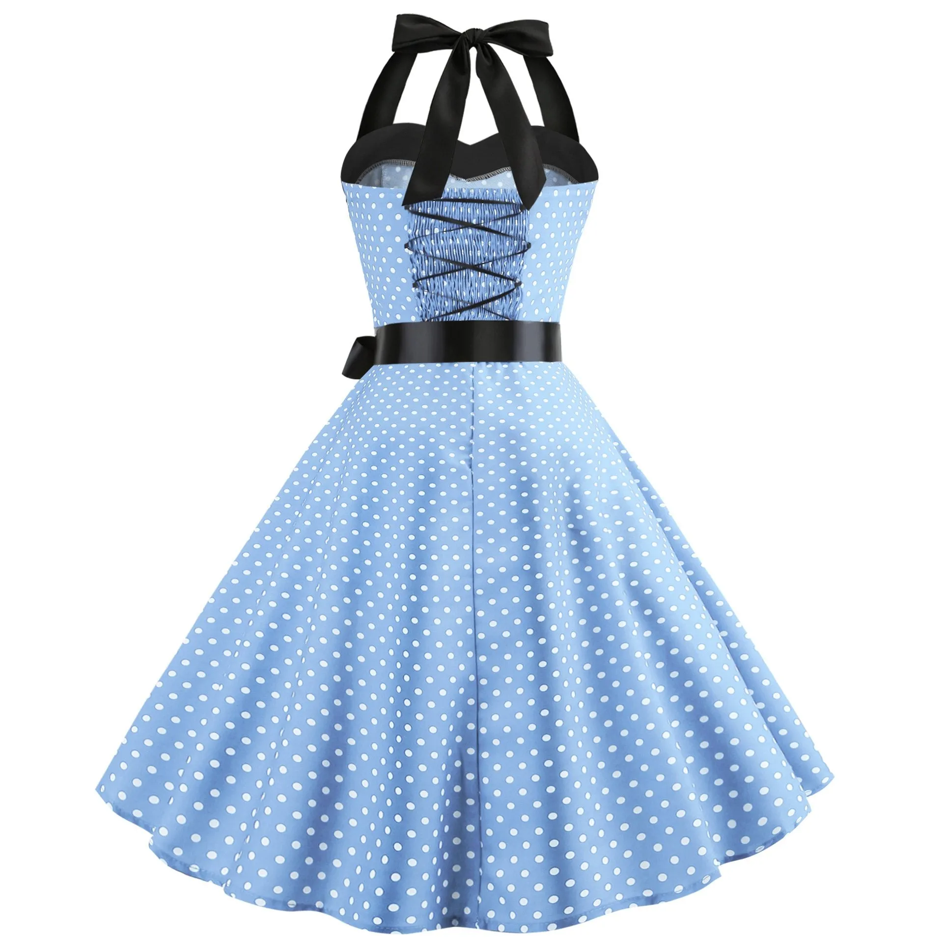 Summer Halter Dot Print Strapless Retro Dresses