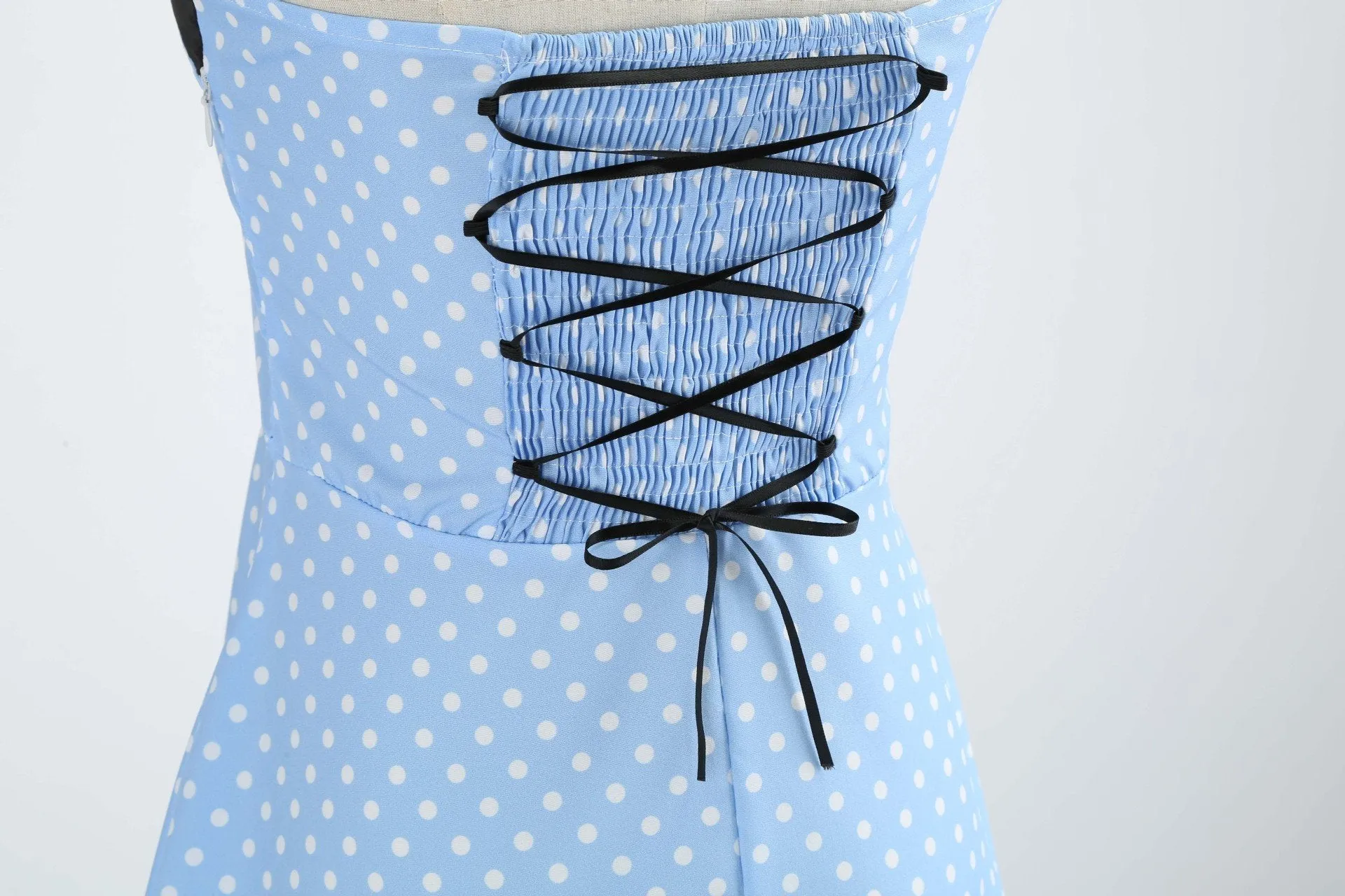 Summer Halter Dot Print Strapless Retro Dresses